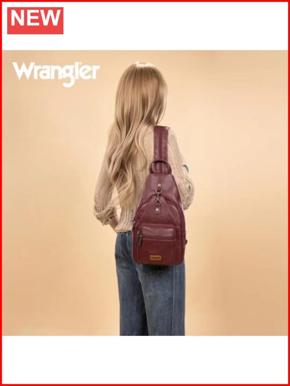 Faux Leather Convertible Sling Backpack Purse - Adjustable Crossbody Bag